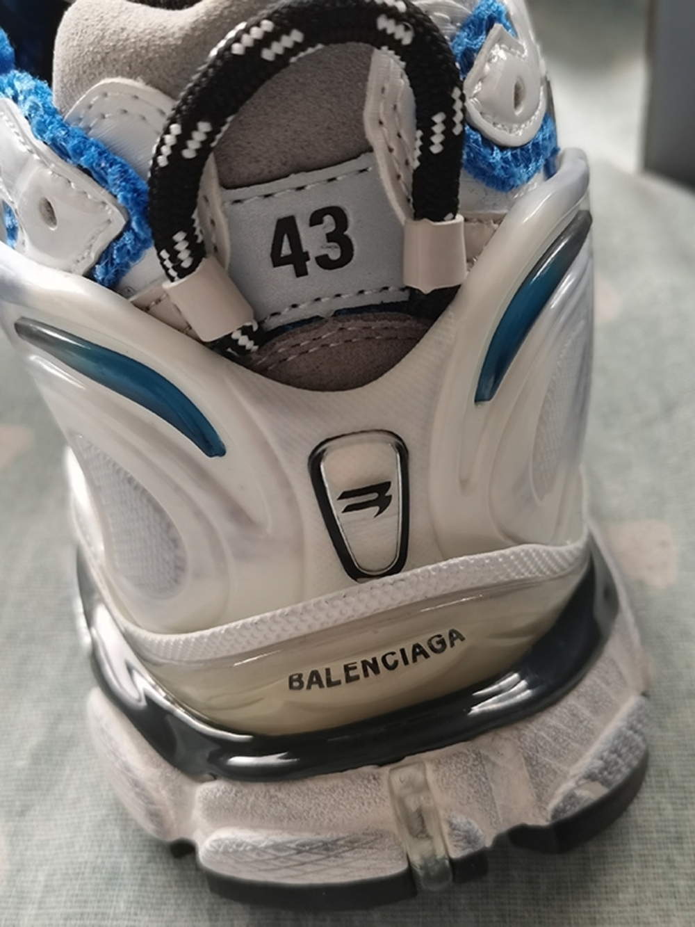 Balenciaga Blue, White & Silver Runner Sneakers - Picture 8 of 10